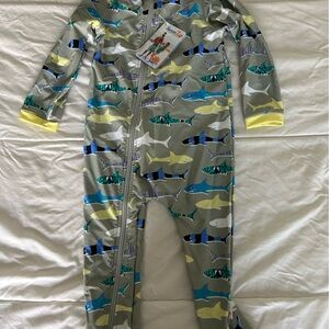 NWT Swim Zip 3-4T shark bodysuit/long sleeved rash guard swimsuit.